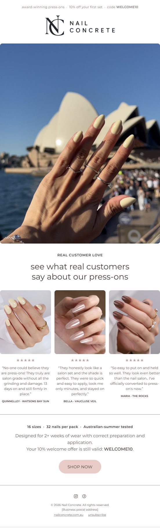 Welcome email: real customer reviews