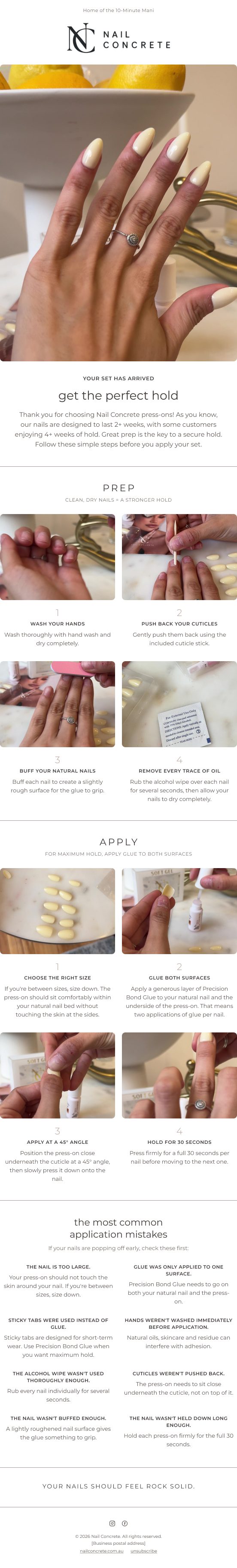 Post-purchase email: get the perfect hold